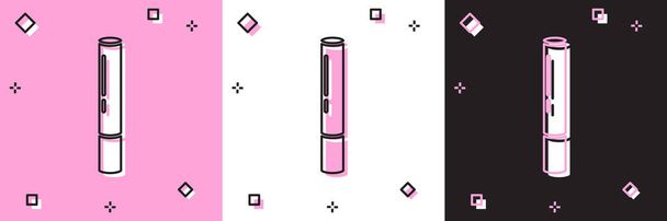 Állítsa marihuána ízület, spliff ikon elszigetelt rózsaszín-fehér, fekete háttér. Cigaretta droggal, marihuána cigaretta sodorva. Vektorillusztráció - Vektor, kép