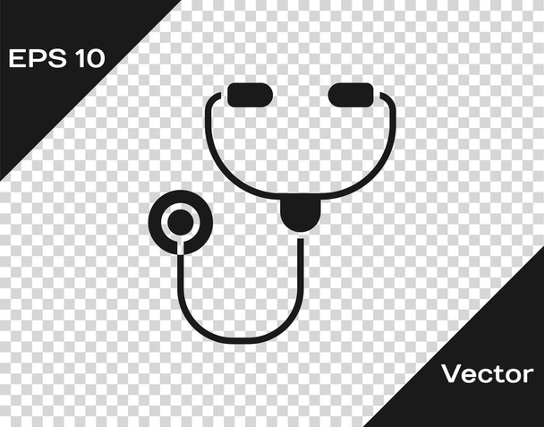 Black Stethoscope medical instrument icon isolated on transparent background. Vector Illustration - Vector, Image