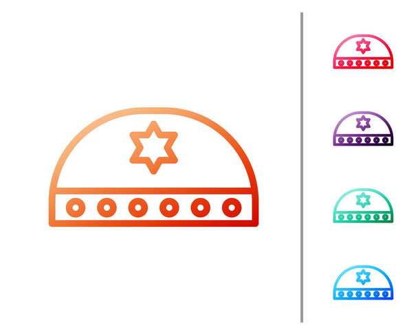 Linea rossa kippah ebraico con stella di icona david isolato su sfondo bianco. Cappello ebreo in yarmulke. Imposta icone a colori. Illustrazione vettoriale
 - Vettoriali, immagini