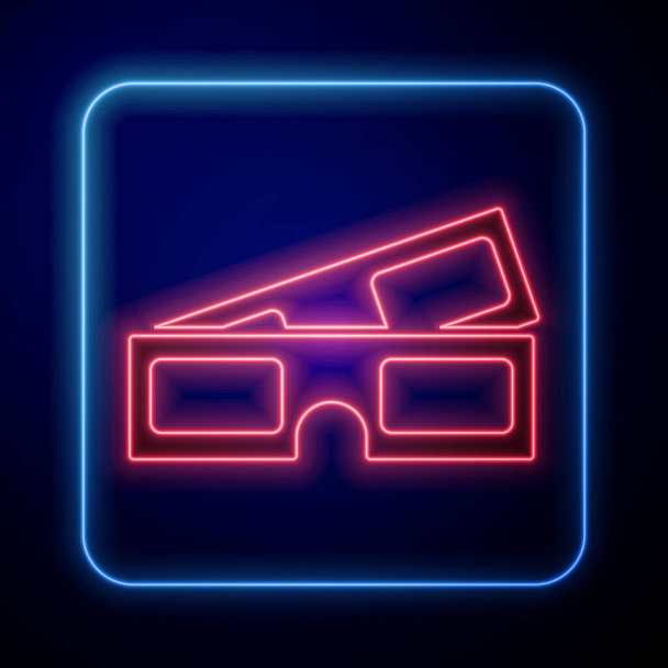 Icône de lunettes de cinéma 3D fluo lumineux isolé sur fond bleu. Illustration vectorielle
 - Vecteur, image