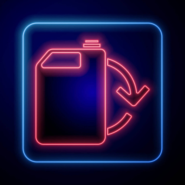 Zářící neon Eco palivový kanystr ikona izolované na modrém pozadí. Eko bio a barel. Zelené prostředí a recyklace. Vektorová ilustrace - Vektor, obrázek