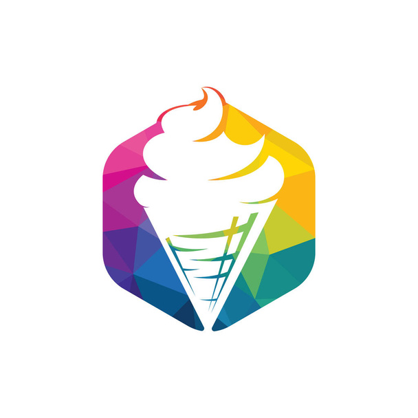 Crème glacée dans le logo du cône de gaufre. Icône de crème glacée vecteur icône
. - Vecteur, image