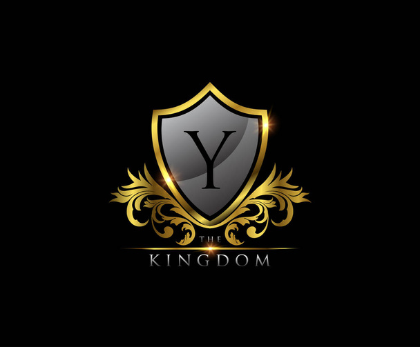 Elegantní štít Y Letter Květinové logo - Vektor, obrázek