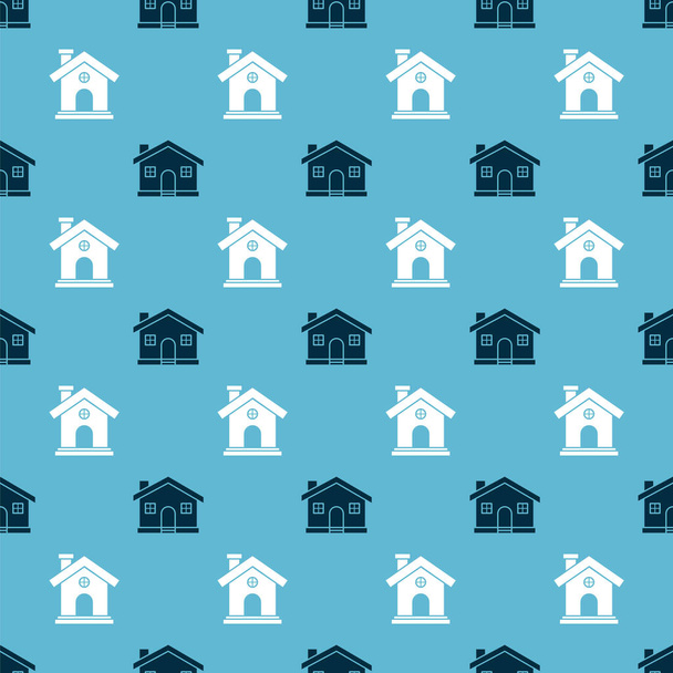 Set House and House on seamless pattern. Vector - Vector, Imagen
