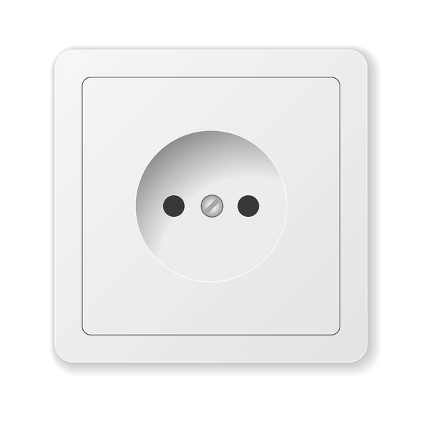 Realistic vector white socket. Isolated on white background. - Vecteur, image