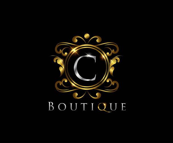 Luxury Gold C Letter Logo template in vector for Restaurant, Royalty, Boutique, Cafe, Hotel, Heraldic, Jewelry, Fashion and other vector illustration - Vector, Image