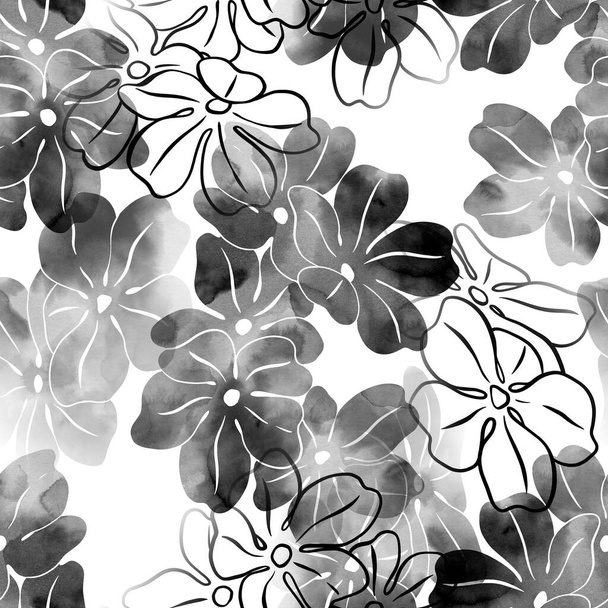 Seamless floral pattern. Beautiful hand painted image isolated on a white background. Watercolour painting. Botanical illustration. - 写真・画像