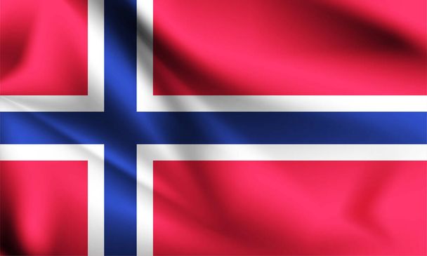 ノルウェーの国旗が風になびく3Dイラスト - ベクター画像