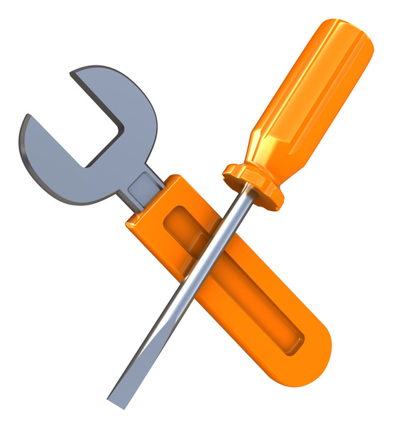Wrench and screwdriver - Фото, изображение