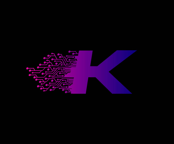 Fast Techno Data｜K Letter Logo. - ベクター画像