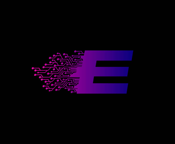 Γρήγορο λογότυπο γραμμάτων Techno Data E. - Διάνυσμα, εικόνα
