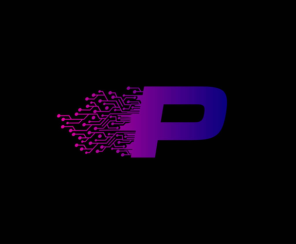Logo Fast Techno Data P Letter. - Vektor, obrázek