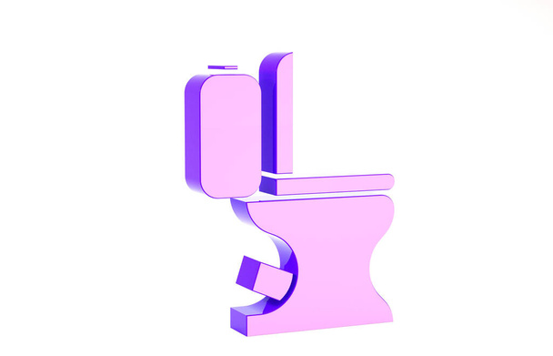Purple Toilet bowl icon isolated on white background. Minimalism concept. 3d illustration 3D render - Photo, Image