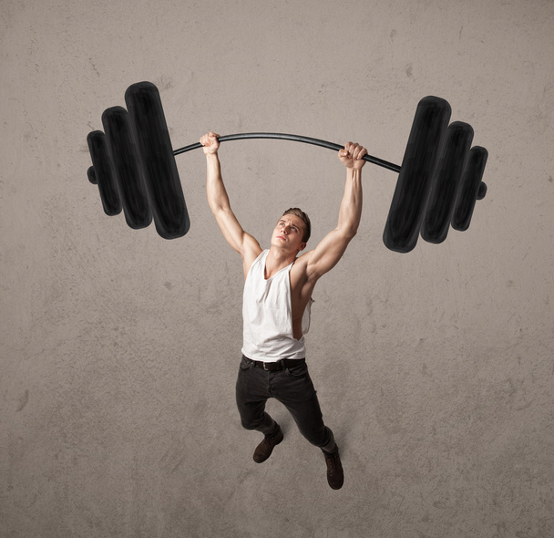 muscular man lifting weights - Zdjęcie, obraz
