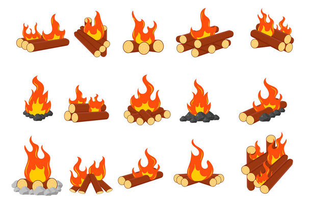 Burning bonfires, campfires - Vector, Image
