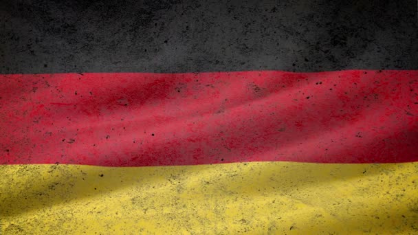 ドイツの旗のテクスチャコンクリート壁に碑文が表示されます: "COVID-19",コンクリート片に崩れ,断片を飛んで.コンセプト:コロナウイルス感染,パンデミック. - 映像、動画
