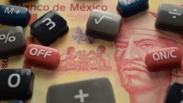 Calculator keys on mexican currency - Footage, Video