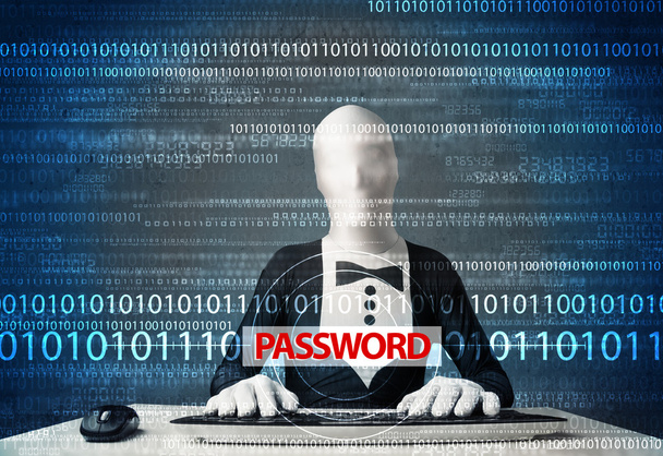 hacker in 3D-masker morph wachtwoord stelen - Foto, afbeelding