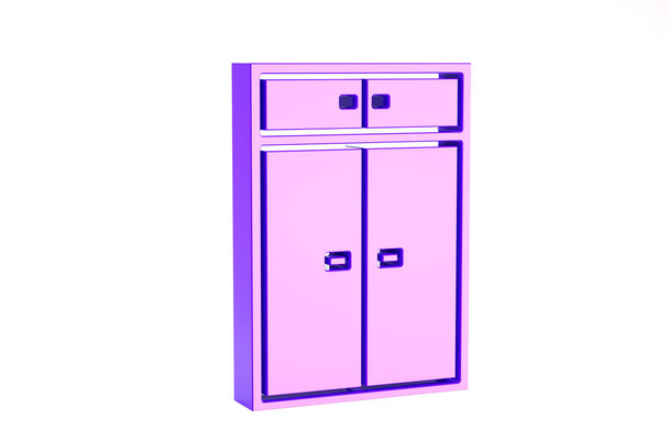 Purple Wardrobe icon isolated on white background. Minimalism concept. 3d illustration 3D render - Photo, Image