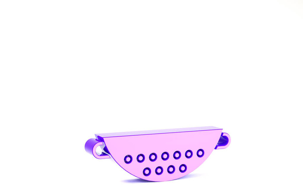 Purple Kitchen colander icon isolated on white background. Cooking utensil. Cutlery sign. Minimalism concept. 3d illustration 3D render - Photo, Image