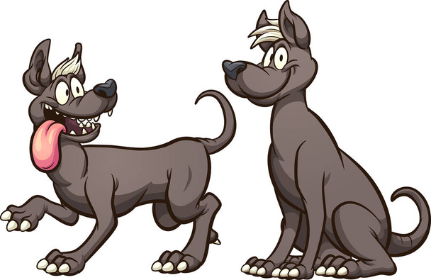Meksikalı Xolo çizgi filminde tüysüz köpekler yürüyor ve oturuyor. Vektör karikatür çizimi basit gradyanlarla çizilmiş. Her biri ayrı bir katmanda.. - Vektör, Görsel