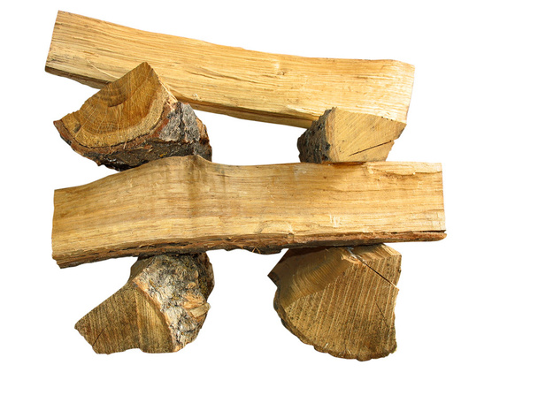 Stack of cut logs fire wood isolated over white - Photo, Image