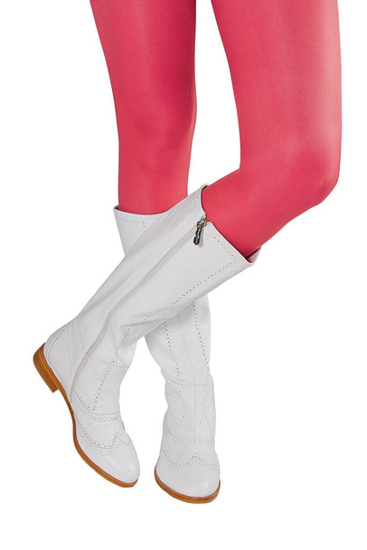 kaunis muodollinen pari jalat valkoiset saappaat eristetty valkoisella taustalla
 - Valokuva, kuva