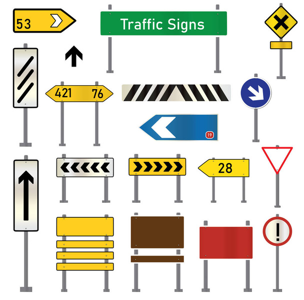 Un conjunto de señales de carretera vectorial totalmente editable
 - Vector, Imagen