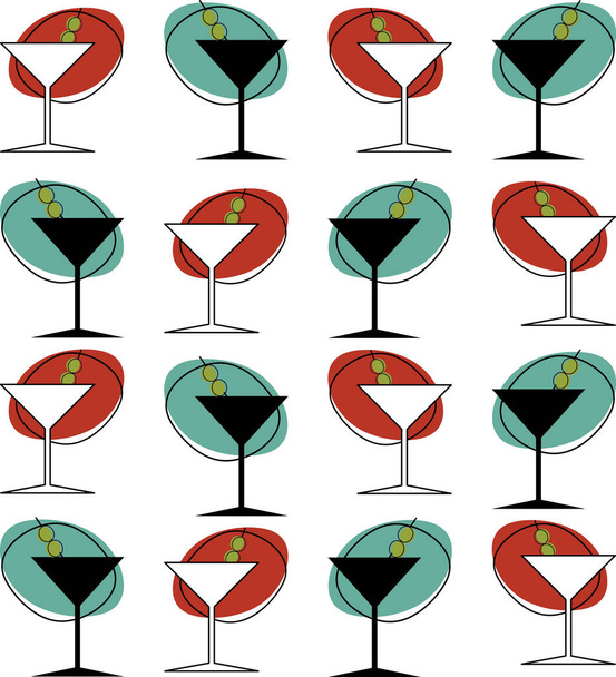 Retro 1950s styl martini sklo ilustrace - Vektor, obrázek