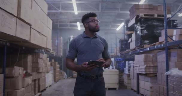 Retrato del gerente afroamericano en el almacén
 - Metraje, vídeo