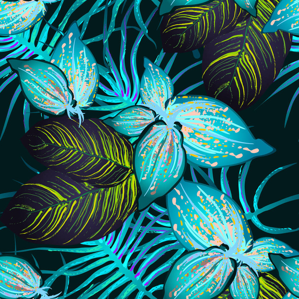 Tropical Leaf. Modern Motif. Jungle Print. - Vektor, kép