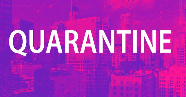 Quarantine theme with downtown LA skycapers - Foto, afbeelding