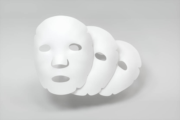 Masque blanc, concept de soins de la peau, rendu 3D. Dessin numérique informatique
. - Photo, image