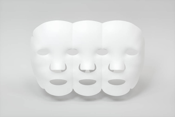 Λευκή μάσκα, έννοια φροντίδας δέρματος, 3d απόδοση. Ψηφιακό σχέδιο υπολογιστή. - Φωτογραφία, εικόνα