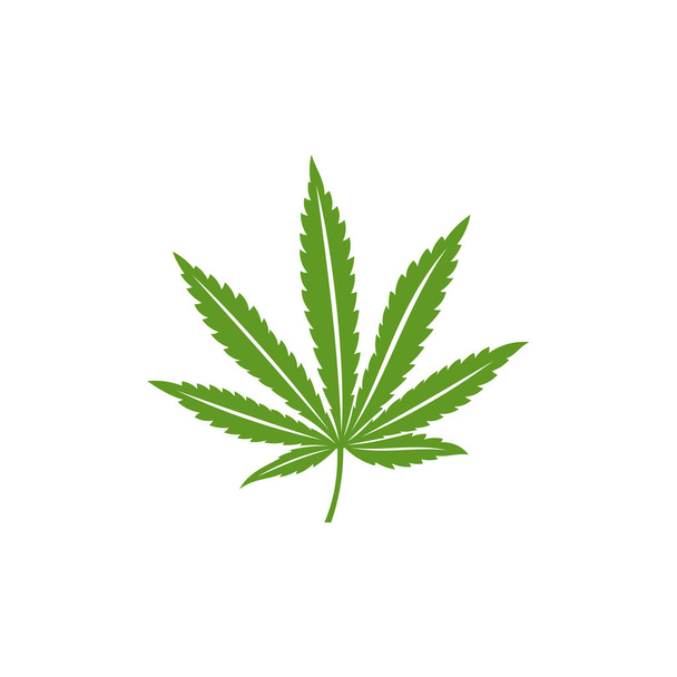大麻の葉のロゴデザインベクトルテンプレート。白い背景に創造的な大麻 - ベクター画像