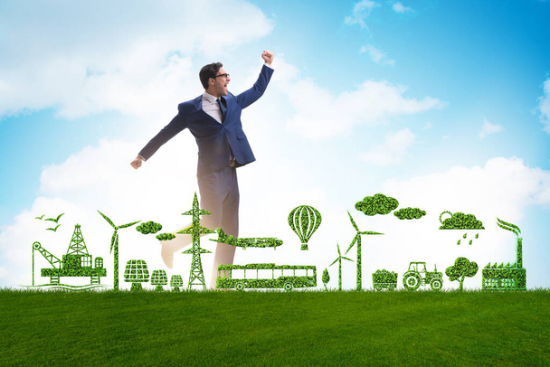 Бизнесмен в зеленой и экологической концепции
 - Фото, изображение