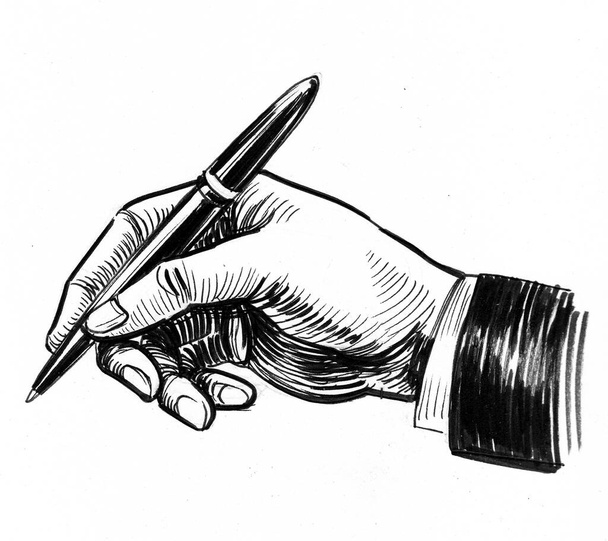 Käsin kirjoittaminen kynällä. Muste mustavalkoinen piirustus
 - Valokuva, kuva
