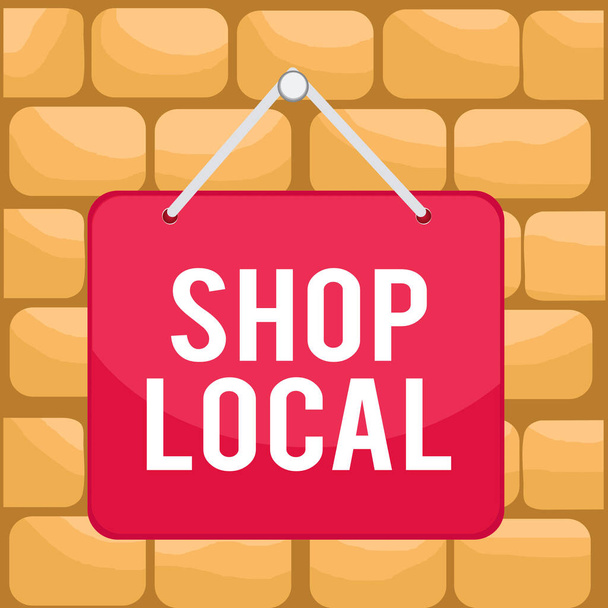 Kézírás szöveg Shop Local. Koncepció jelentése előnyben részesítése vásárolni helyben előállított áruk és szolgáltatások Színes memo emlékeztető üres tábla üres hely csatolja háttér téglalap. - Fotó, kép