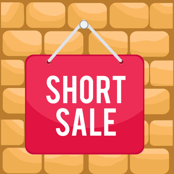 Handwriting text Short Sale. Concept meaning Home that is offered at a price that is less than the amount owed Colored memo reminder empty board blank space attach background rectangle. - Photo, Image