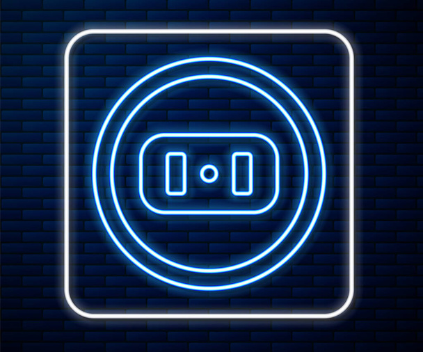 Hehkuva neon line Sähköpistorasiaan kuvake eristetty tiiliseinä tausta. Virtapistoke. Rosette-symboli. Vektorikuvaus
 - Vektori, kuva