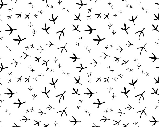 Abbildung schwarzer Vogelspuren, nahtlose Tapete - Vektor, Bild