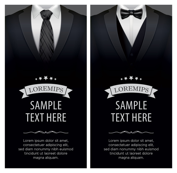 Suit and tuxedo business card - Vector, Image
