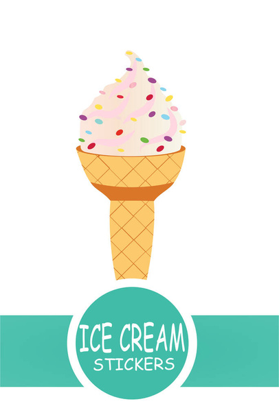 Conjunto de diferentes helados aislados sobre fondo blanco. Postre de dibujos animados. Ilustración vectorial
 - Vector, Imagen