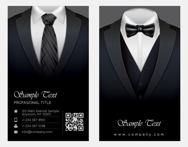 κοστούμι και σμόκιν επαγγελματική κάρτα - Διάνυσμα, εικόνα