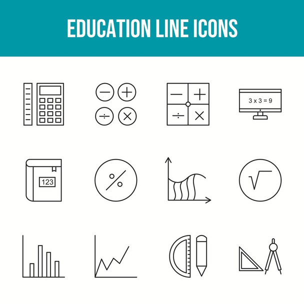 Set of 12 Unique Education Vector Icons - Vector, Imagen