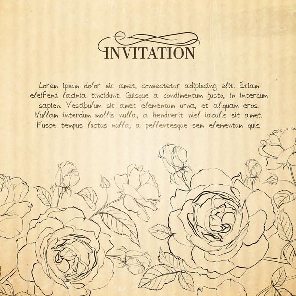 uitnodigingskaart met rozen. - Vector, afbeelding