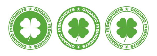 Organikus összetevők címke bélyegző. Zöld levelek növények szimbólum természetes összetevők: élelmiszerek, kozmetikai, gyógyszeripari termékek. Logó tervezési sablon. Vektorillusztráció - Vektor, kép