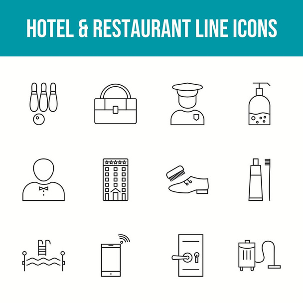 Magnifique hôtel et restaurant 12 icônes vectorielles - Vecteur, image