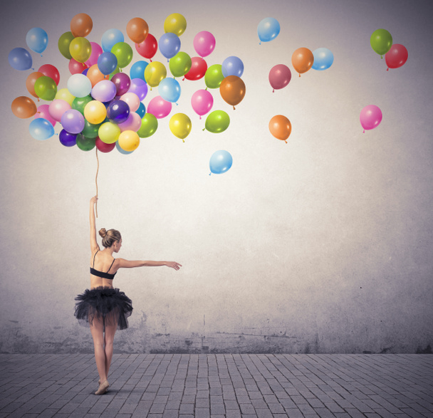 danser met ballonnen - Foto, afbeelding