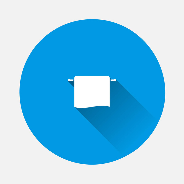 Icône de serviette vectorielle sur l'icône du cintre sur fond bleu. Image plate avec ombre longue. Calques groupés pour faciliter l'édition de l'illustration. Pour votre design
. - Vecteur, image